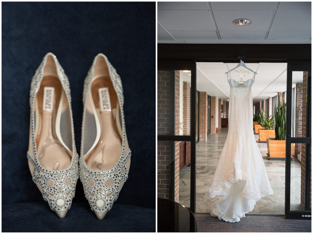 Wedding Dress and ballet shoes. 
