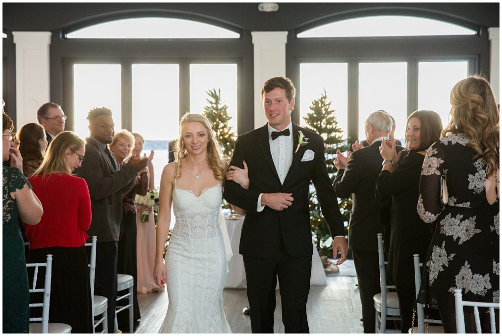 Wedding Ceremony recessional at Belle Mer in Newport