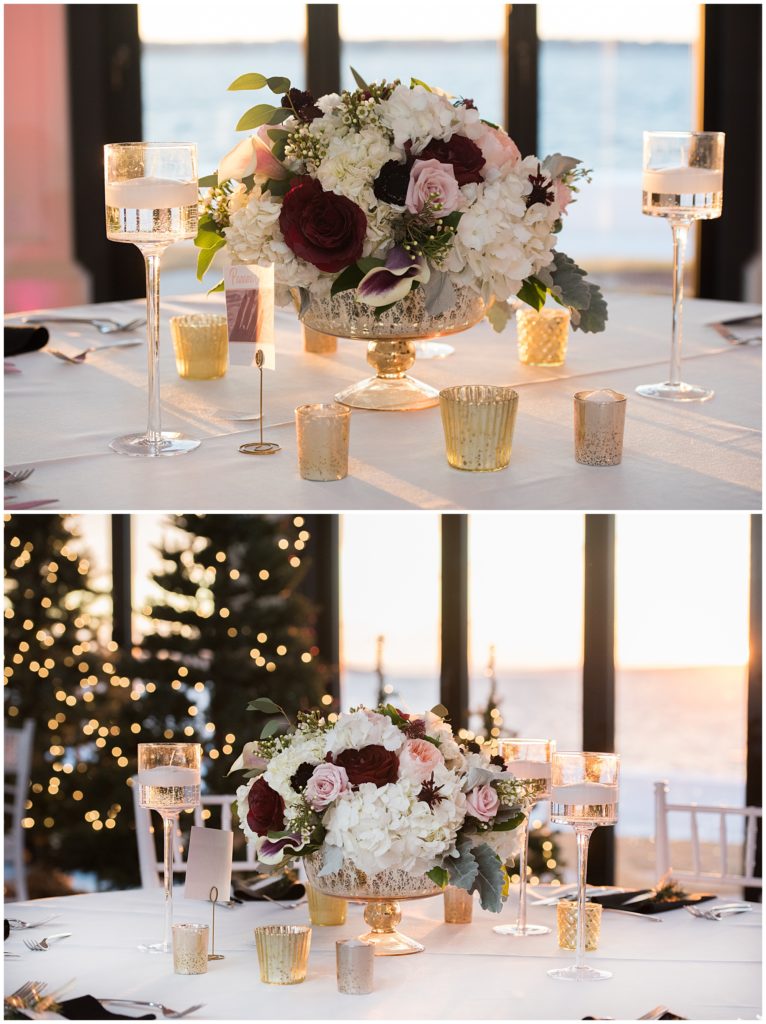 Wedding Centerpieces and Reception details at Belle Mer in Newport RI