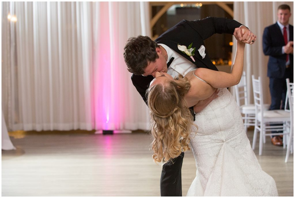 Bride and groom share a first dance at their wedding day at Belle Mer in Newport RI.