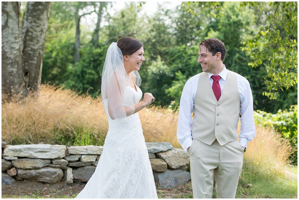 Bride and Groom share a First Look at Preston Ridge Vineyard in Preston Connecticut. 