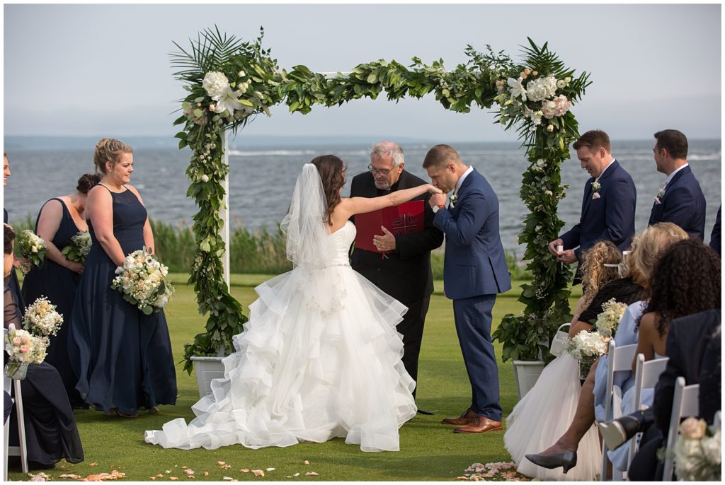 Wedding ceremony at Warwick Country Club in Warwick Rhode Island. 