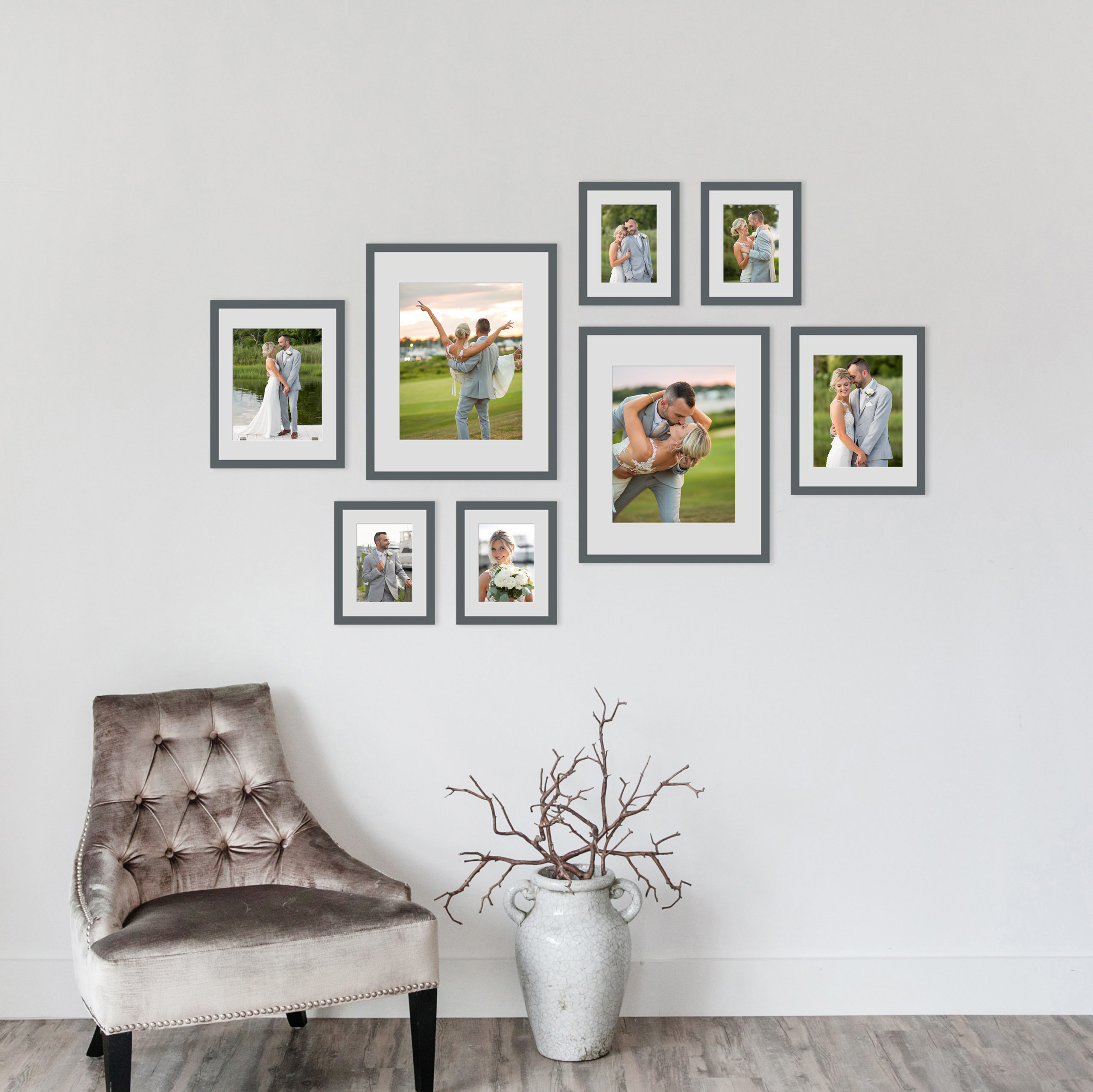 Wall Art is a way for you to truly enjoy your wedding images on an every day basis. Displaying your love on your walls can make a house feel more like a home. Our Fine Art Wall Collections and Statement Framed Canvases are created with design in mind, they are not just photographs but statement pieces in your home. 